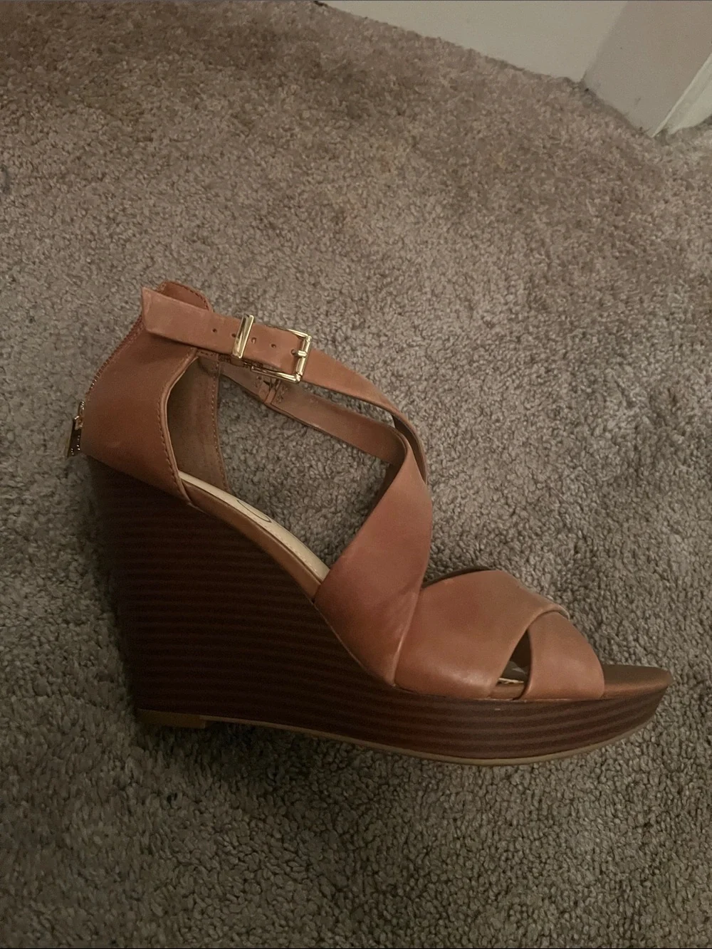 Jessica Simpson Tan Crisscross Heeled Sandals
